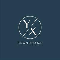 Initial letter YX logo monogram with circle line style vector