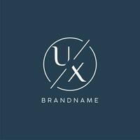 Initial letter UX logo monogram with circle line style vector