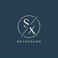 Initial letter SX logo monogram with circle line style vector