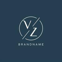 Initial letter VZ logo monogram with circle line style vector