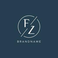 Initial letter FZ logo monogram with circle line style vector