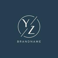 Initial letter YZ logo monogram with circle line style vector