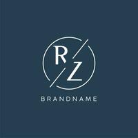 Initial letter RZ logo monogram with circle line style vector