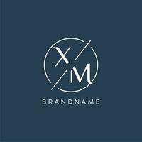 Initial letter XM logo monogram with circle line style vector