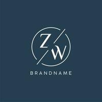 Initial letter ZW logo monogram with circle line style vector