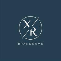 Initial letter XR logo monogram with circle line style vector