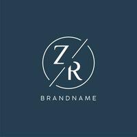 Initial letter ZR logo monogram with circle line style vector