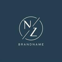 Initial letter NZ logo monogram with circle line style vector