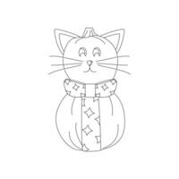 Halloween pumpkins, autumn holiday. A pumpkin with a carved smile. Pumpkin cat. Line art. vector