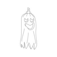 Halloween pumpkins, autumn holiday. A pumpkin with a carved smile. Ghost pumpkin. Line art. vector