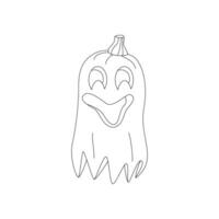 Halloween pumpkins, autumn holiday. A pumpkin with a carved smile. Ghost pumpkin. Line art. vector