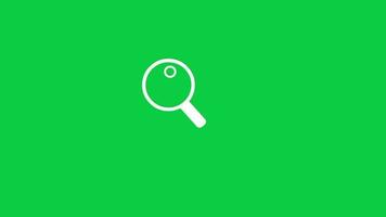 Magnifying glass search icon symbol motion graphics animation isolated on green screen background video