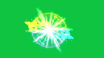 Anime power energy  blast clashing transition animation isolated on green screen background video