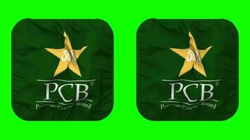 Pakistan Cricket Board, PCB Flag Icon in Squire Shape Isolated with Plain and Bump Texture, 3D Rendering, Green Screen, Alpha Matte video