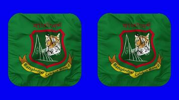 Bangladesh Cricket Board, BCB Flag Icon in Squire Shape Isolated with Plain and Bump Texture, 3D Rendering, Green Screen, Alpha Matte video