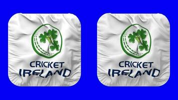 Cricket Ireland, CI Flag Icon in Squire Shape Isolated with Plain and Bump Texture, 3D Rendering, Green Screen, Alpha Matte video