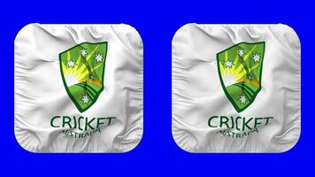 cricket Australia, australiano cricket asse, circa, acb bandiera icona nel scudiero forma isolato con pianura e urto struttura, 3d rendering, verde schermo, alfa Opaco video