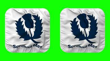 Scotland National Cricket Team, Cricket Scotland Flag Icon in Squire Shape Isolated with Plain and Bump Texture, 3D Rendering, Green Screen, Alpha Matte video