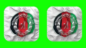 Afghanistan Cricket Board, ACB Flag Icon in Squire Shape Isolated with Plain and Bump Texture, 3D Rendering, Green Screen, Alpha Matte video