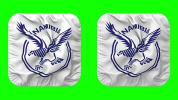 Namibia National Kricket Team, Adler Flagge Symbol im Knappe gestalten isoliert mit einfach und stoßen Textur, 3d Wiedergabe, Grün Bildschirm, Alpha matt video