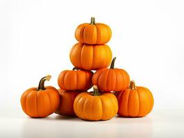 Halloween background with stack of orange pumpkins photo