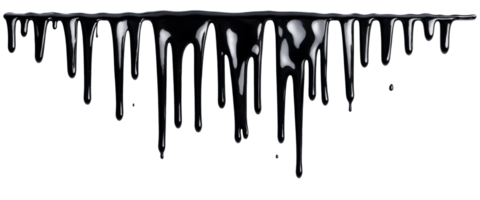 Black paint drips border isolated on a transparent background. AI Generative png