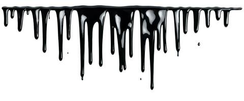 Black paint dripping border isolated on a white background. AI Generative photo