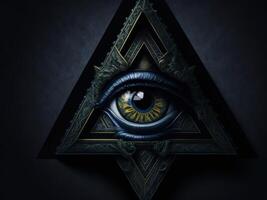 All Seeing Eye in triangle, AI generated photo