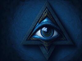 All Seeing Eye in triangle, AI generated photo