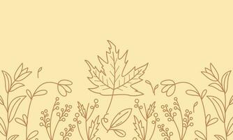 Hand drawn autumn leaves background logo vector