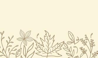 Hand drawn autumn leaves background logo vector