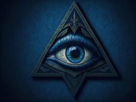 All Seeing Eye in triangle, AI generated photo