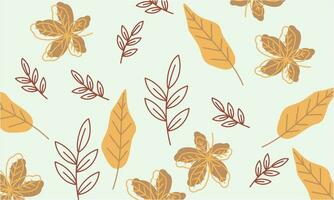 Hand drawn autumn leaves background logo vector