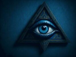 All Seeing Eye in triangle, AI generated photo