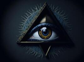 All Seeing Eye in triangle, AI generated photo