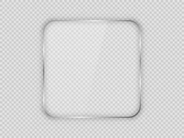 Glass plate in rounded square frame vector