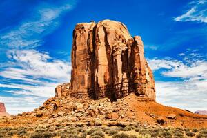 Monument Valley horizon, US, Navajo canyon park. Scenic sky, nature and rock desert photo