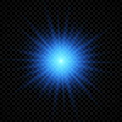 Light effect of lens flares. Blue glowing lights starburst effects with sparkles