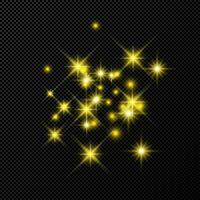 Gold backdrop with stars and dust sparkles isolated on dark vector