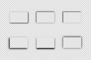 Dark realistic shadow. Set of six rectangular shadows isolated on background. Vector illustration.