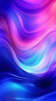 Abstract neon background waves glowing in ultraviolet spectrum. Social media stories template. AI Generative photo