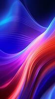 Abstract neon background waves glowing in ultraviolet spectrum. Social media stories template. AI Generative photo