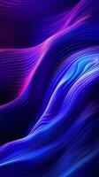 Abstract neon background waves glowing in ultraviolet spectrum. Social media stories template. AI Generative photo