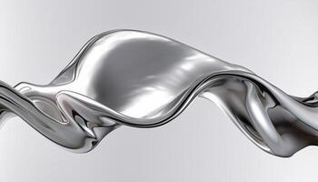 Abstract silver gradient background. Flow chrome liquid metal waves. photo