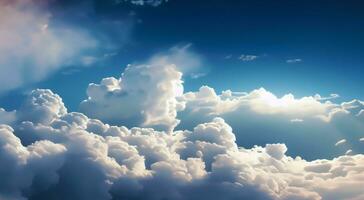 Fluffy soft clouds. Beautiful cloudy sky. Dream cloud of heaven. Nature background or backdrop. photo