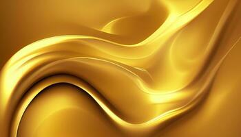 Abstract golden gradient background. Flow liquid metal waves. AI Generative photo