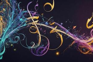 Abstract fractal background illustrating musical rhythm. Magical power melody. AI generated photo