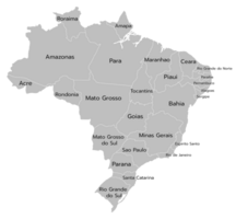 Brésil carte avec administratif Régions. Latin carte. brésilien carte. png