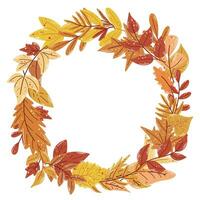 Round autumn leafy wreath vector illustration