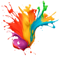 Flying Colorful paint splash isolated on transparent background. AI Generative png